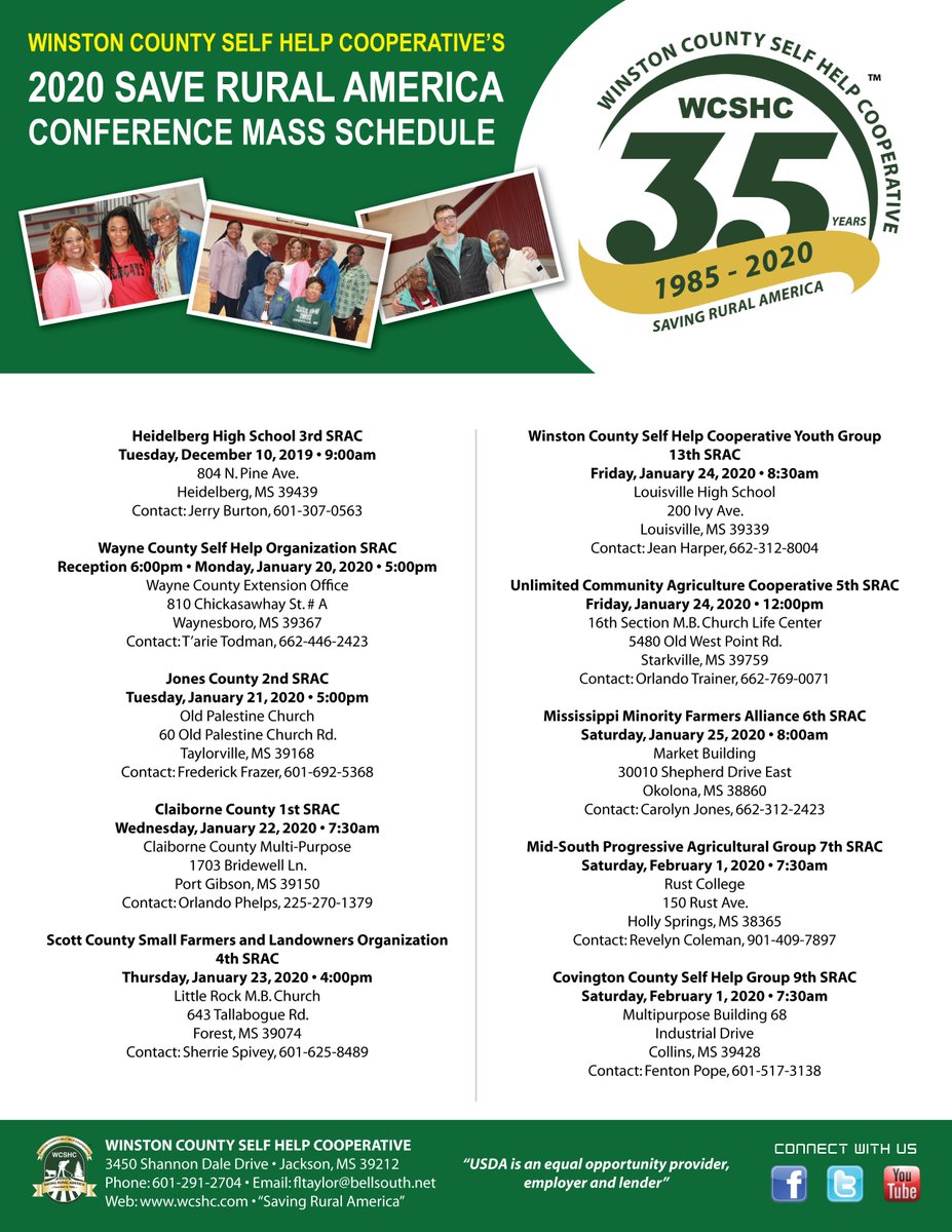 Federation1967's tweet photo. Winston County Self Help Cooperative in MS invites you to attend events being held in your area.  The theme:  2020 Save Rural America!! https://t.co/mPxMBy8o1Q