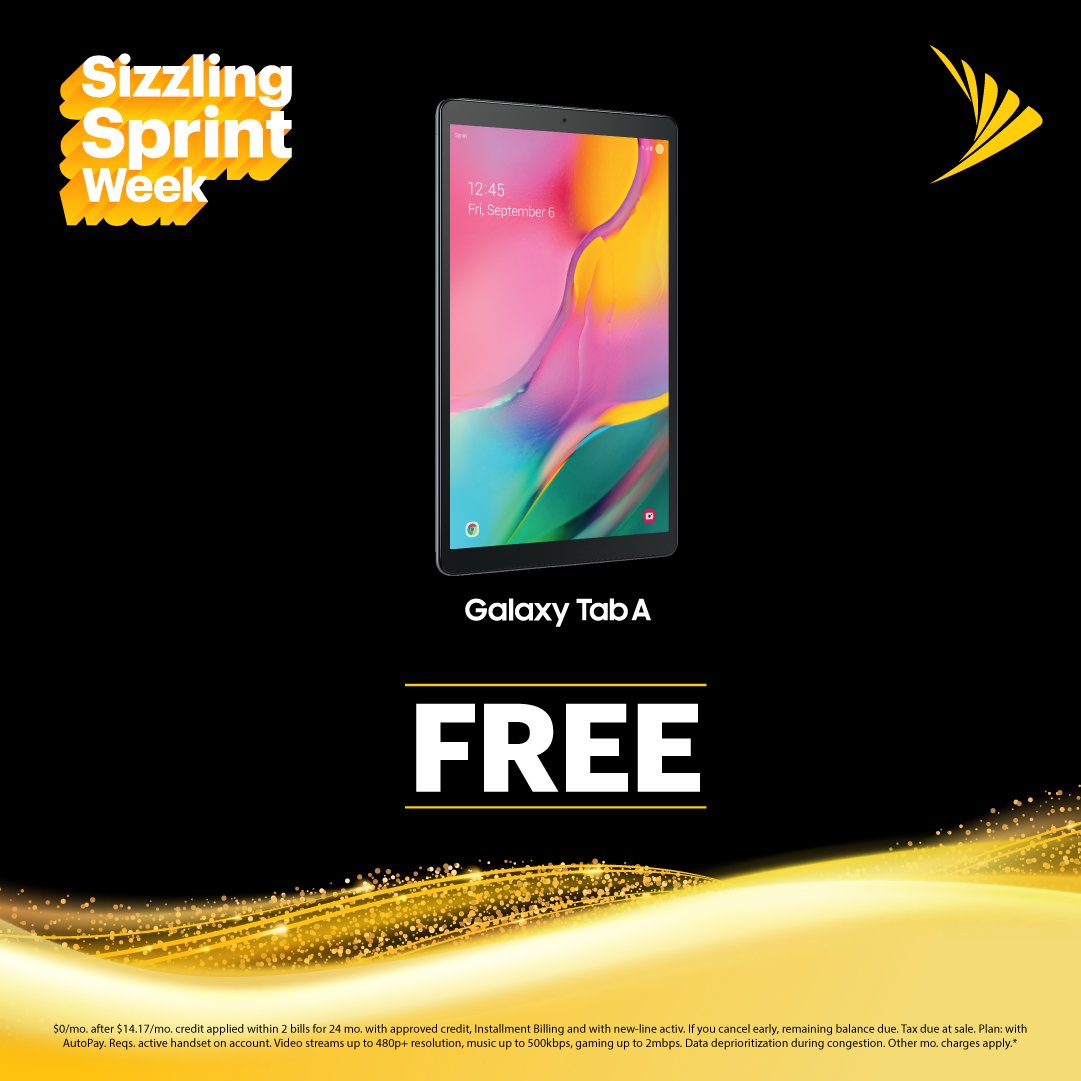 AirCorpWheaton's tweet photo. Now through Nov 17 at Sprint, get a FREE Samsung Galaxy Tab A 10.1 when you add Unlimited data for just $25/mo.! https://t.co/3g708PUp1i