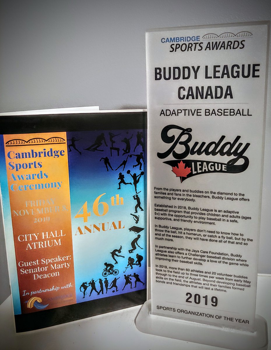 Cam Linwood (@camlinwood) on Twitter photo On a day that feels about as far away from 'baseball season' as possible...
We received some pretty incredible news last Friday night at the <a href="/cityofcambridge/">Shitty of Cambridge</a> Sports Awards.
<a href="/BuddyLeagueCA/">Buddy League Canada</a> is the 2019 Cambridge Sports Organization of the Year!
#cbridgesports
#inclusion On a day that feels about as far away from 'baseball season' as possible...
We received some pretty incredible news last Friday night at the <a href="/cityofcambridge/">Shitty of Cambridge</a> Sports Awards.
<a href="/BuddyLeagueCA/">Buddy League Canada</a> is the 2019 Cambridge Sports Organization of the Year!
#cbridgesports
#inclusion