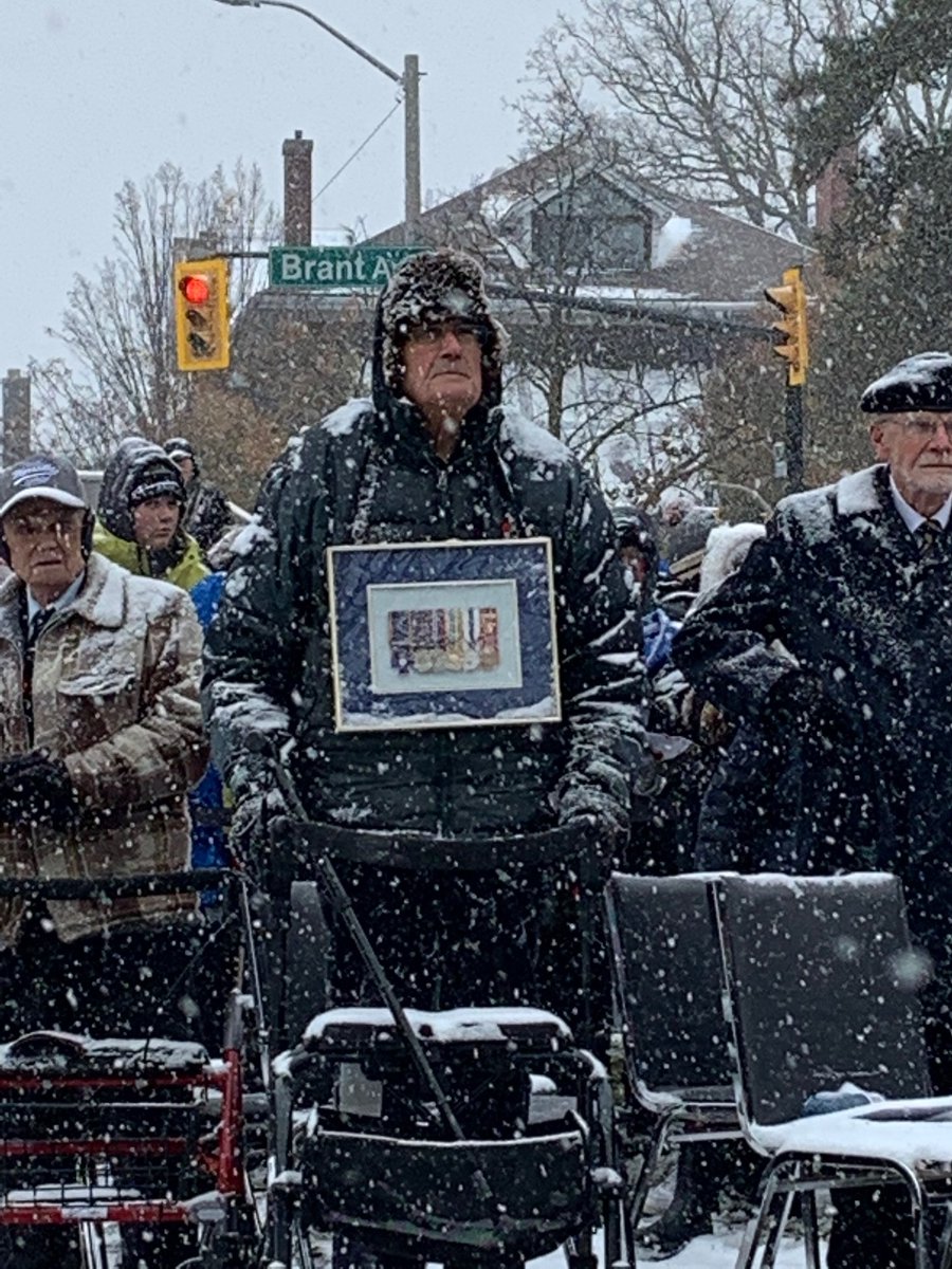 CityofBrantford's tweet photo. Scenes from today's moving Remembrance Day Services in #Brantford. Our most sincere &amp; heartfelt thanks to all those we honour today who have sacrificed in war &amp; peace to protect our freedoms. They gave their lives for our humanity. #BrantfordRemembers #Lestweforget https://t.co/lG2Yp2ZWk7