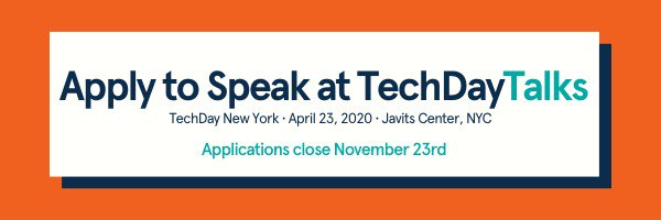 TechDayHQ's tweet photo. Did you know executives from @Barclays, @Google, @awscloud and @PGVstudio have all spoken at #TechDayTalks? Don't miss the chance to share your expertise with the #TechDay community - Apply to speak by November 23rd! https://t.co/kNB9xb0YYo https://t.co/gSi0lFt9tu