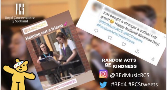 macintosh_miss's tweet photo. As part of National Kindness Week BEd4 want to know what you are doing to be kind 🤗 use our hashtag #BEd4 to spread the love 💕
Come to the Cafe on Friday @ 10am to pick up a cake and take part in our kindness event! @RCStweets @BEdMusicRCS https://t.co/qgq3SNsCKt