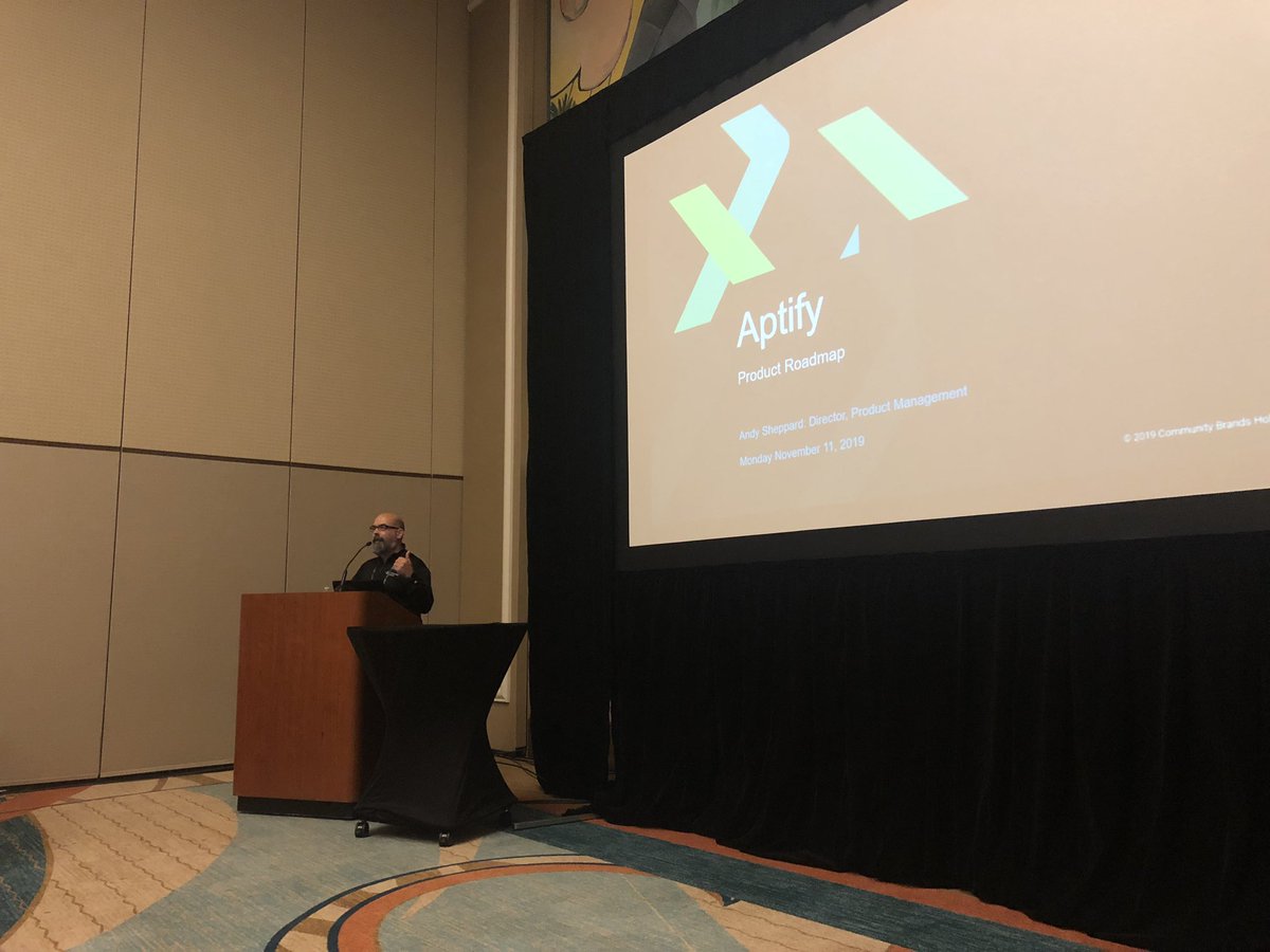 aptify's tweet photo. Aptify Product Roadmap session in full swing! Here’s @asheppard78 sharing what we have in store for #Aptify in 2020. #xp19 #xperience19 https://t.co/A04qDDMi6R