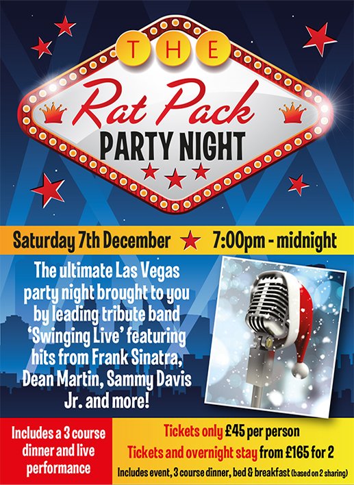 Join us for the ultimate RAT PACK CHRISTMAS PARTY NIGHT - fantastic entertainment and food, a night to beat all others! #party #norfolkhour