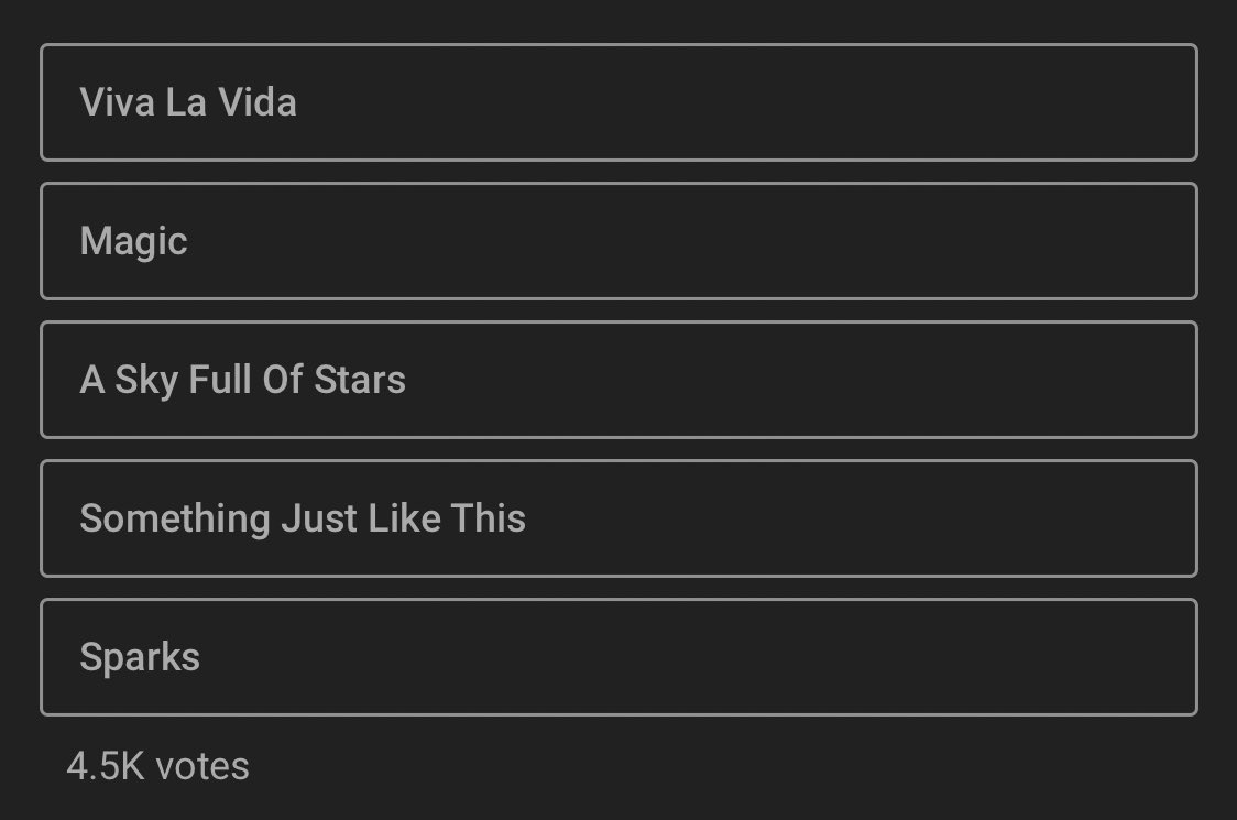 Coldplaying Go Vote For What Song Coldplay Will Play At The End Of Their Q A By Going To The Community Tab On Their Youtube Page T Co M9qxuhwhci