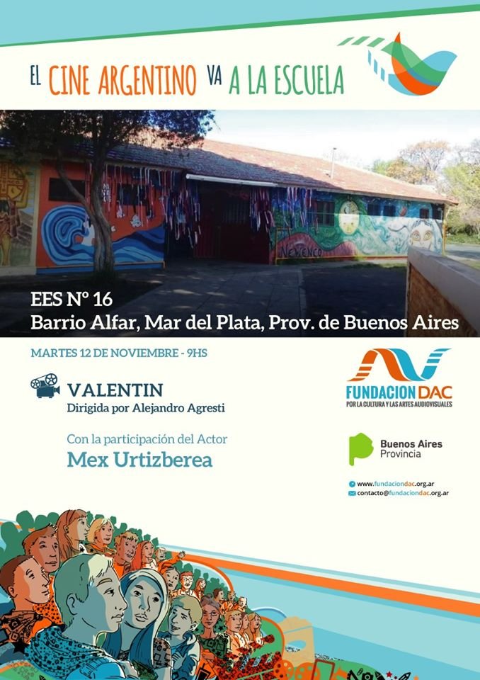 El #CineMóvil 🚙 llega a escuelas secundarias de #MarDelPlata con la proyección de #Valentín, del director argentino Alejandro Agresti 🎬 y presentada por el actor <a href="/mexurtizberea/">mex urtizberea</a>

<a href="/MDPCine/">Mar del Plata Cine</a> 
<a href="/MarDelPlataARG/">Mar del Plata</a> 
@BA_Cultura 

🍿👇