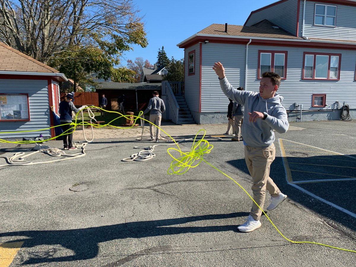 Dylan Schaffnit, Cohort 9, practicing throwing a heaving line. Northeast Maritime institute prides itself on teaching students practical skills alongside theory. Photo courtesy of Patrick O'Halloran#NMI #honorthemariner #educationadventureemployment