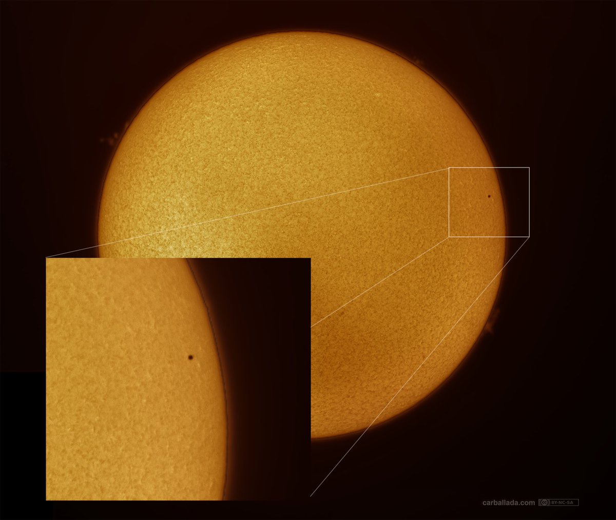 Carballada's tweet photo. Mercury solar transit at Barcelona
#solarha #narrowband #mercurytransit2019 #cielosESA https://t.co/oPdEQqFqlP