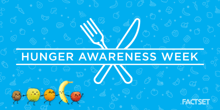 FactSet's tweet photo. Today marks the start of FactSet’s annual Hunger Awareness Week when FactSetters around the world unite to fight hunger in our local communities. Follow the action at #HungerWeek https://t.co/pAh0B2r3Cc