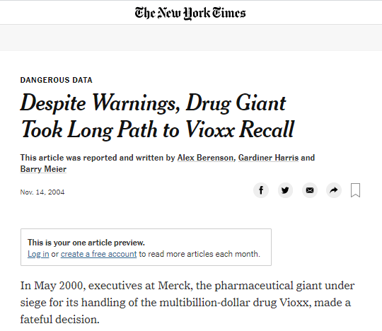 Won't start with Vaccines because most are too far indoctrinated with the billions of dollars of propaganda produced on the subjectLet's start with a simple premiseIf Big Pharma spent millions creating & advertising a drug that turned out to be dangerous, would they tell you?