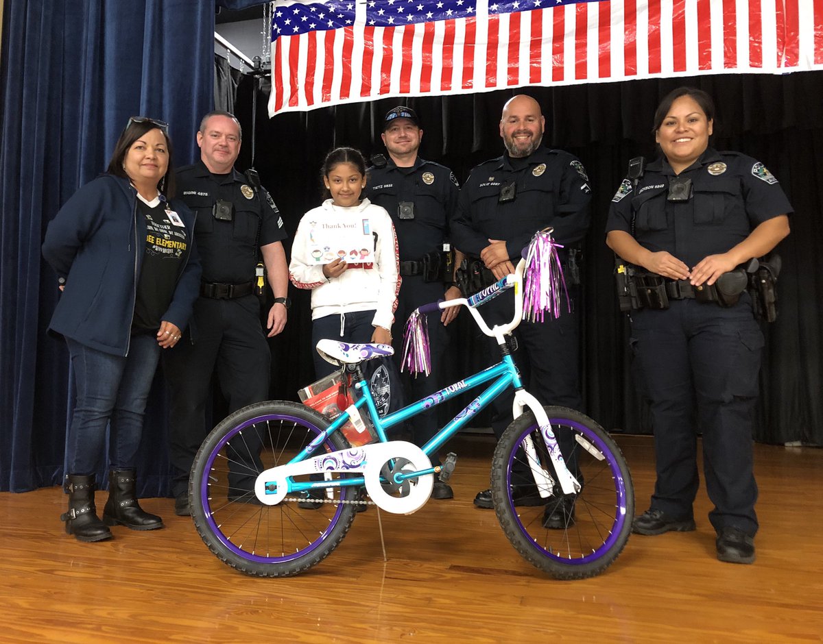 Good things are always happening @ElementaryMcbee! Today the @Austin_Police dept rewarded one of our @mcbeefifthgrade heroes with a brand new bike for doing an amazing job of keeping children in our community SAFE! Way to go! 🙌🏼 #WhyMcBee @AustinISD