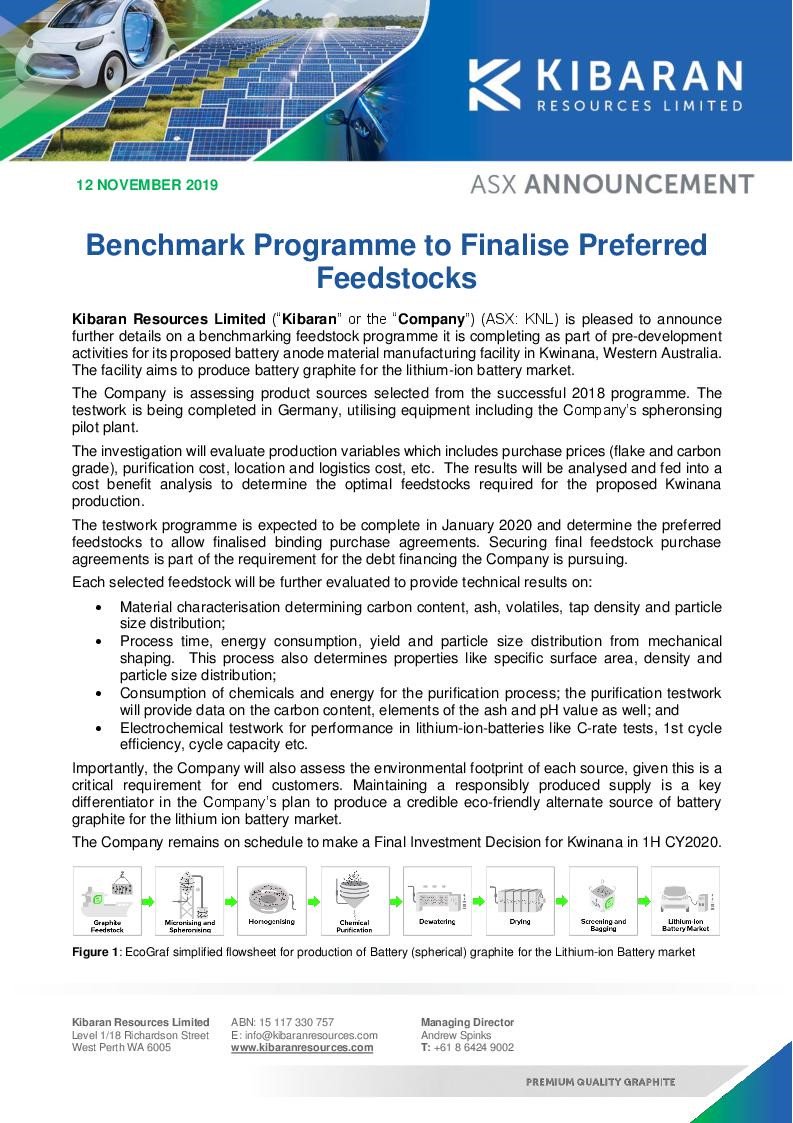 kibaranres's tweet image. Benchmark Programme to Finalise Preferred Feedstocks $KNL - bit.ly/36Xi5X1