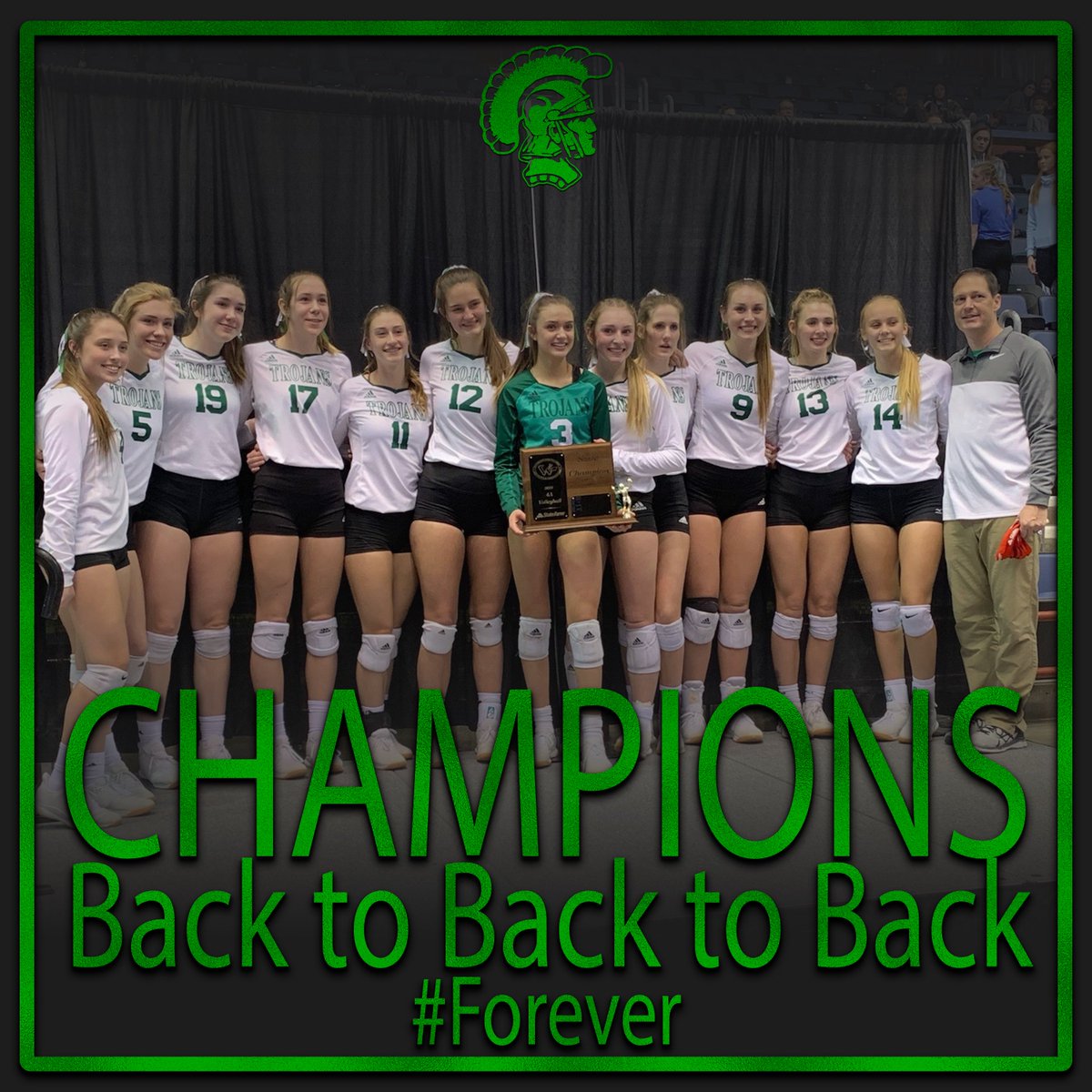 March of champions today for your Kelly Walsh Trojan Back-to-back-to-back state Volleyball Champions #Forever #WEareKellyWalsh #TrojanPerfect #EarnYourSword