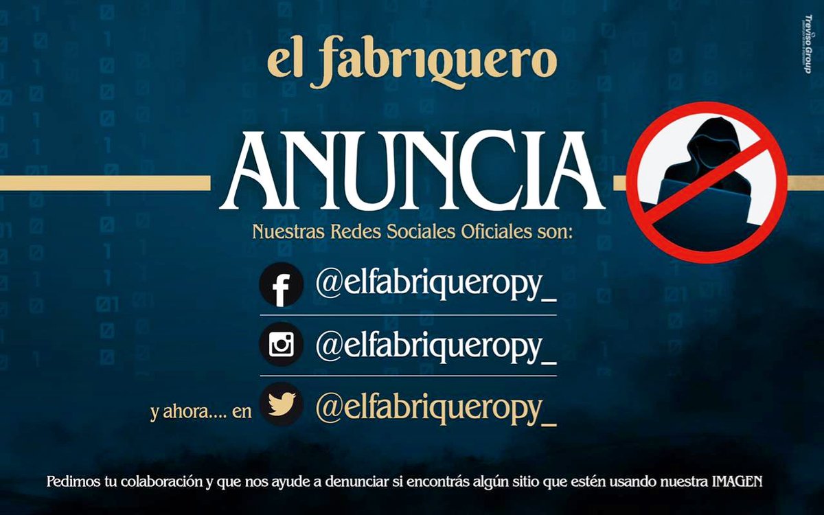 elfabriqueropy_'s tweet photo. ¡LLEGAMOS A TWITTER! 🐦
En vista de que algunos de quieren hacer pasar a nosotros, entonces creamos una CUENTA OFICIAL.
¡Seguinos de ahora en más en la red del pajarito! ❤🤝🔥
#ElFabriqueroPy https://t.co/agE1MFpShd
