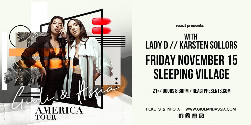 djladyd's tweet photo. @gioliandassia
with
@djladyd
&
@karstensollors
at
@Sl33pingVillag3
Friday, November 15th.
.
.
#reactpresents #sleepingvillage #gioliandassia #chicago #ladydchicago #karstensollors https://t.co/MCtAuifxVg