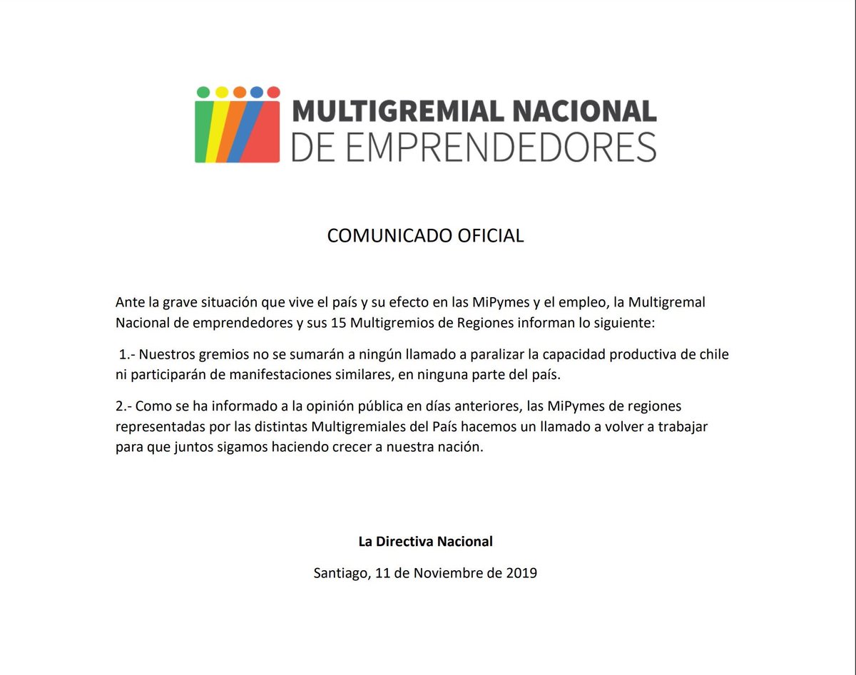 fdoarab's tweet photo. Esta es la actitud!! Diversos gremios del país manifiestan que no paralizarán. Hoy más que nunca necesitamos del compromiso de todos para sacar adelante 🇨🇱 de la situación que enfrenta. Nuestro país volverá a levantarse una vez + pese a que algunos solo desean caos y destrucción. https://t.co/3AzObvQZBR