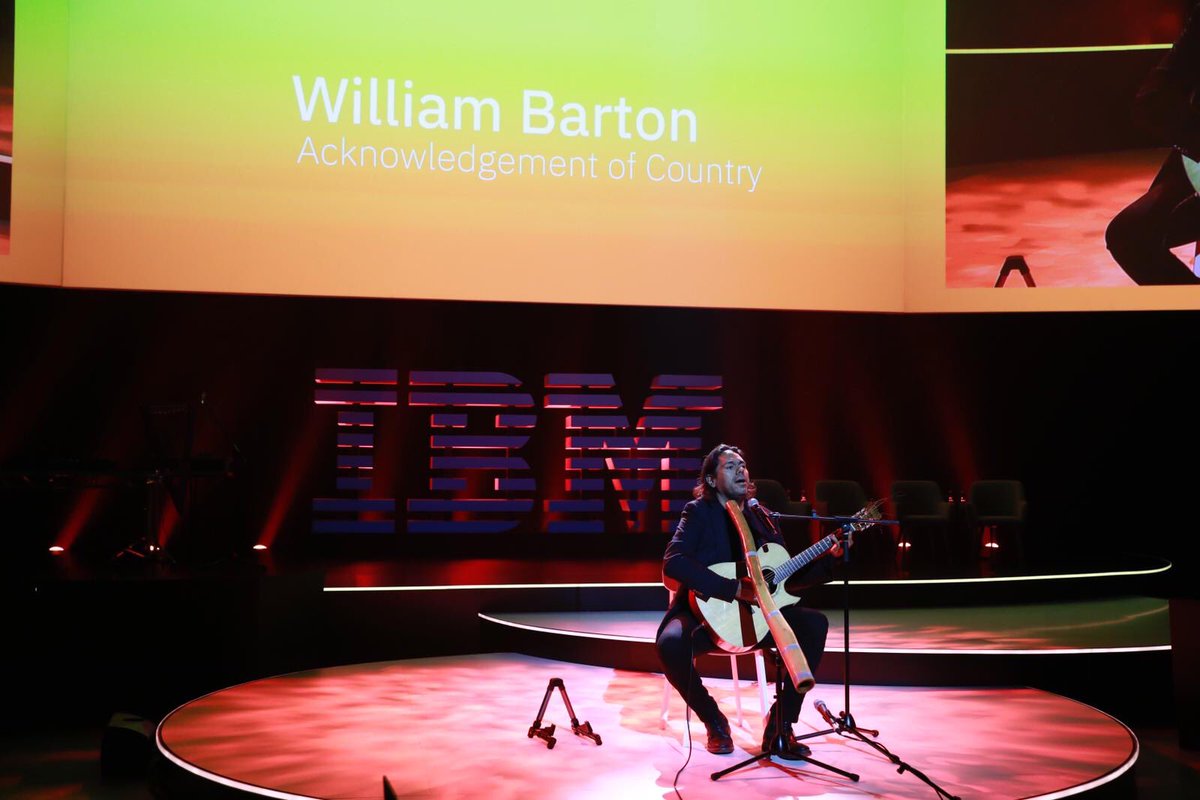 Mesmerised by Aria awarded Kalkadunga man, William Barton, paying respect to the Gadigal people of the Eora Nation, the traditional owners of the land upon which the #IBMCloud Innovation Exchange meets today ibm.co/livestream @IBMAustralia @didgefusion
