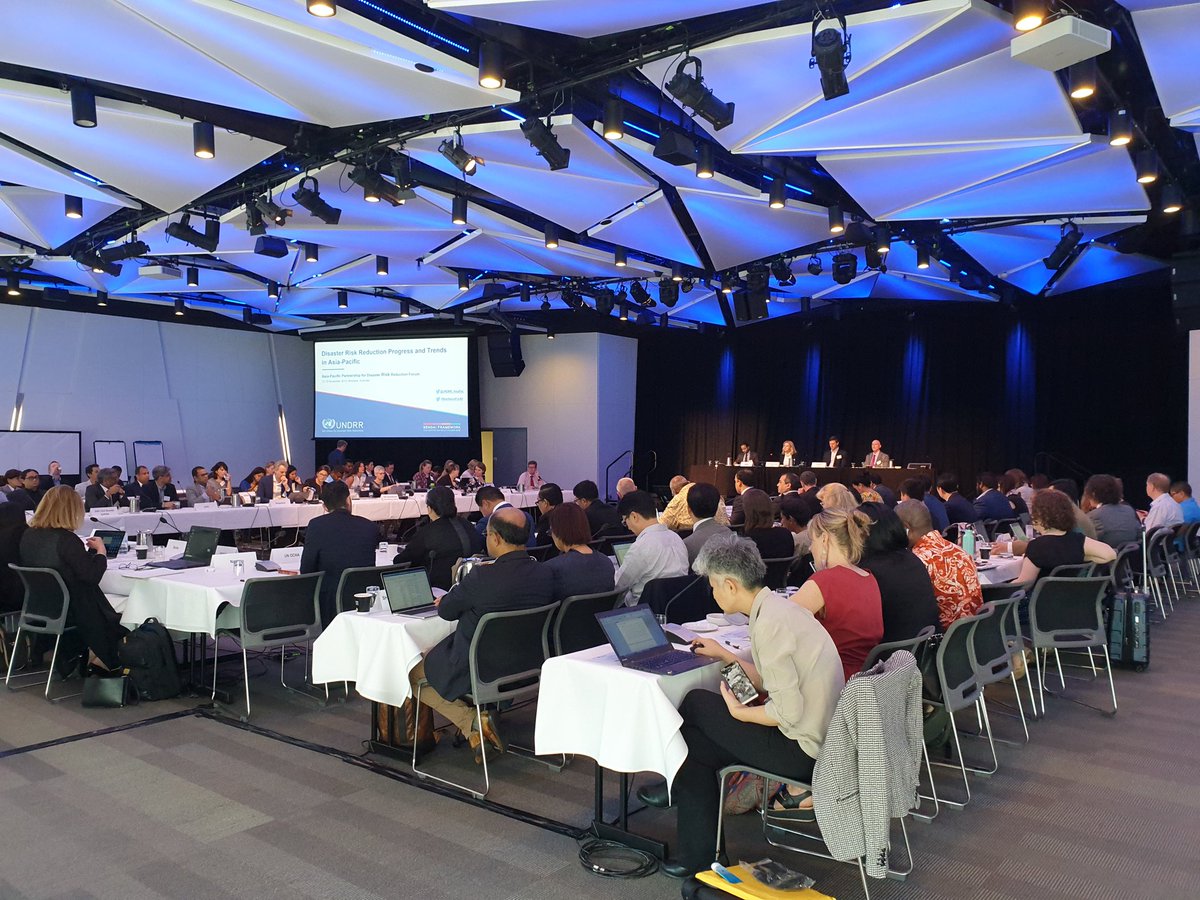 UNDRR_AsiaPac's tweet photo. The Asia Pacific Partnership for Disaster Risk Reduction Forum #APPDRR just commenced in Brisbane, Australia with @dfat. 

Goal is to accelerate progress on #SendaiFramework and shape the agenda of the 2020 #APMCDRR to achieve #ResilienceForAll. https://t.co/CuT2B4udmh
