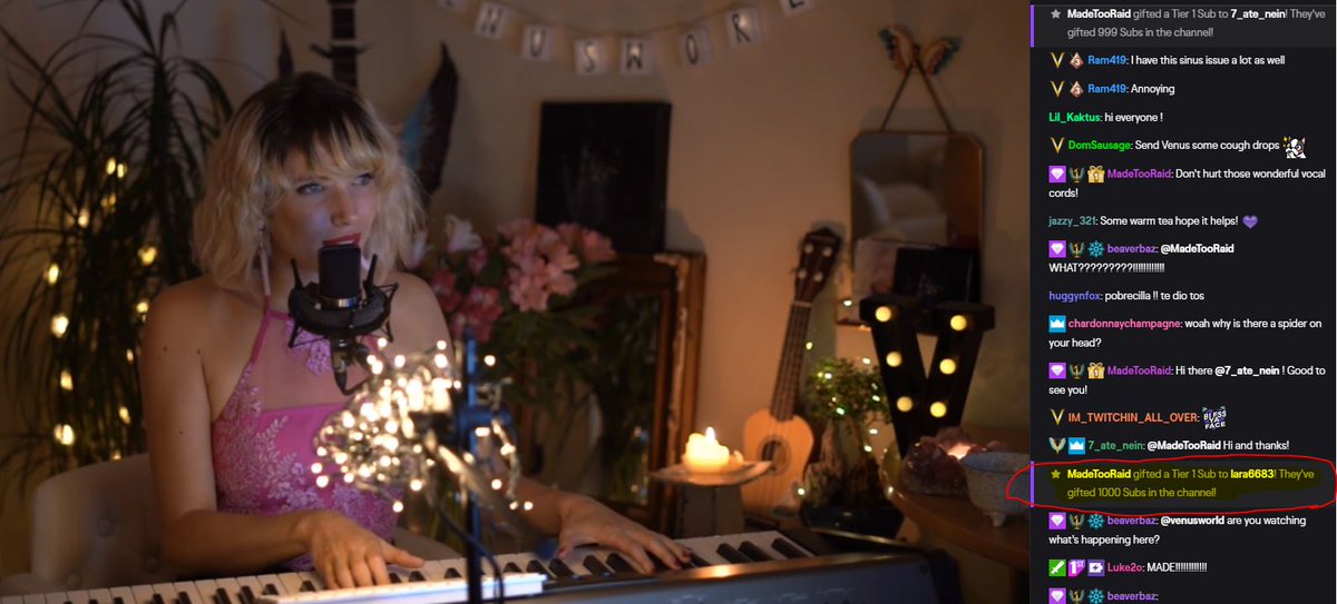 arch_nite's tweet photo. Calling out @MadeTooRaid for being super generous and so supportive of all of us beans in @VenusWorldHQ stream. He also leads our choir and is literal poet. #BlessYourFace 💜💜💜 https://t.co/RyCavVK3RH