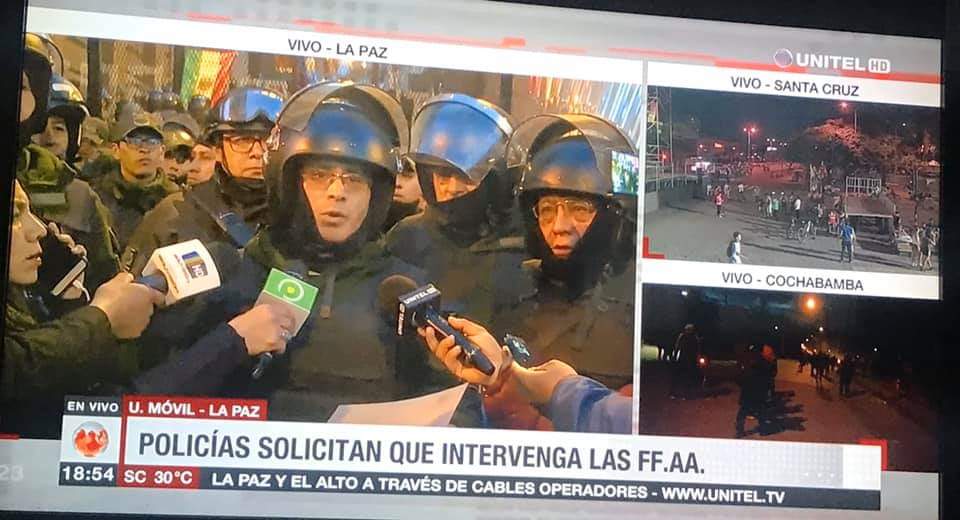 fabiandrew1's tweet photo. 11/11/19 - 19:25: En la ciudad de La Paz, movimientos afines al MAS acaban de declarar GUERRA CIVIL! Los bolivianos exigimos que nuestras Fuerzas Armadas salgan a defendernos!! #AyudaBolivia #BoliviaNoHayGolpe @CNNEE @soyfdelrincon @bbcmundo @LuisFerCamachoV #SOSBolivia #URGENTE https://t.co/WOXk427Xnf