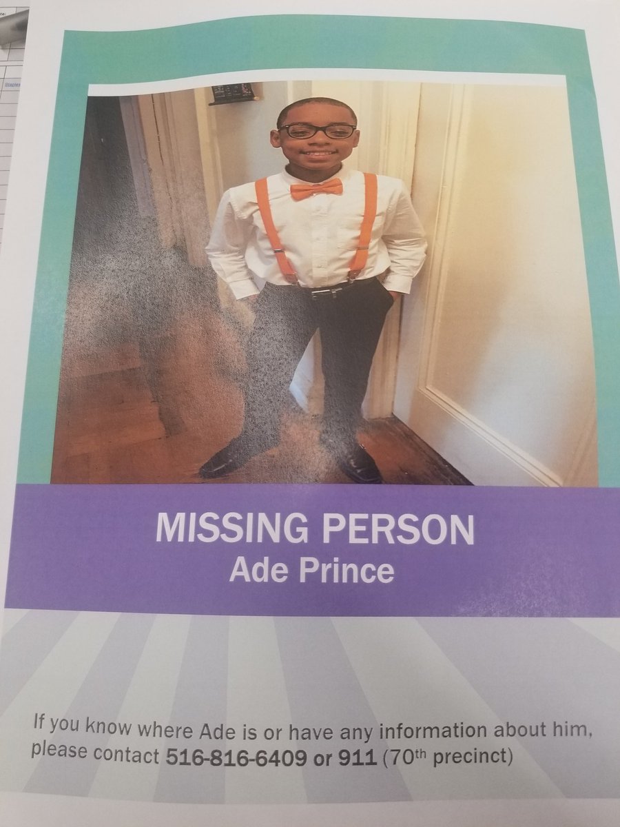 TheKnicksWall's tweet photo. Hey, y'all.

One of my students has been missing for a full week.

His name is Ade Prince and he's between 4'9" - 5'0" and 70 - 80 lbs.

If you could keep your eyes and ears out we'd greatly appreciate it.

If you have any helpful information please call 516 816 6409 https://t.co/cMKlHPZqzl
