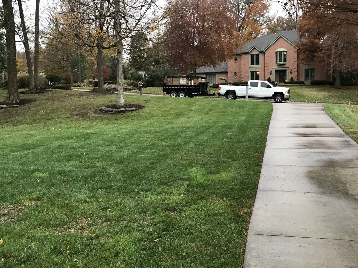 RouseLawn's tweet photo. A morning of sunshine and 61 degrees helped us get a few leaf removal jobs completed before an evening of setting the trucks up for snow and ice control.  Our trucks will be operating throughout the night. https://t.co/vWN0v19Xyj