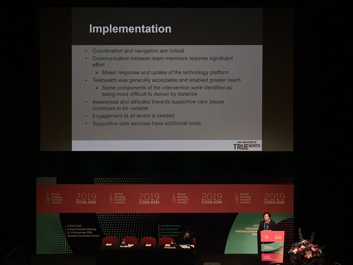 cancer_K2A's tweet photo. Low levels of uptake of certain components of @MovemberAUS #TrueNTH such as psychosocial and sexual rehab despite poorer outcomes may reflect stigma but also some needs being addressed by  skilled carecoordinators #COSA19 @patsymyates https://t.co/We3LpQ8LCx