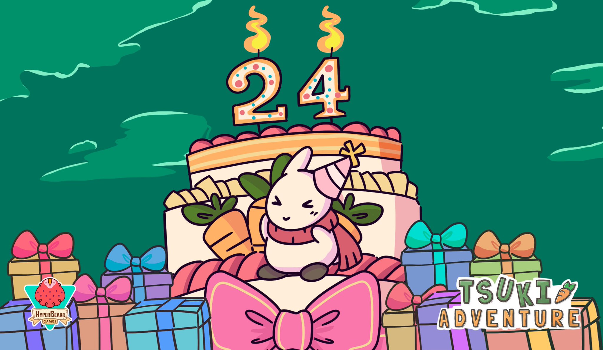 HyperBeard on Twitter: "Happy birthday, Tsuki! 🐰🧣 Do you want to be part  of the celebration? 🎂 If we get 100 RT, we'll share a special code with  many carrots. Go! #TsukiAdventure…