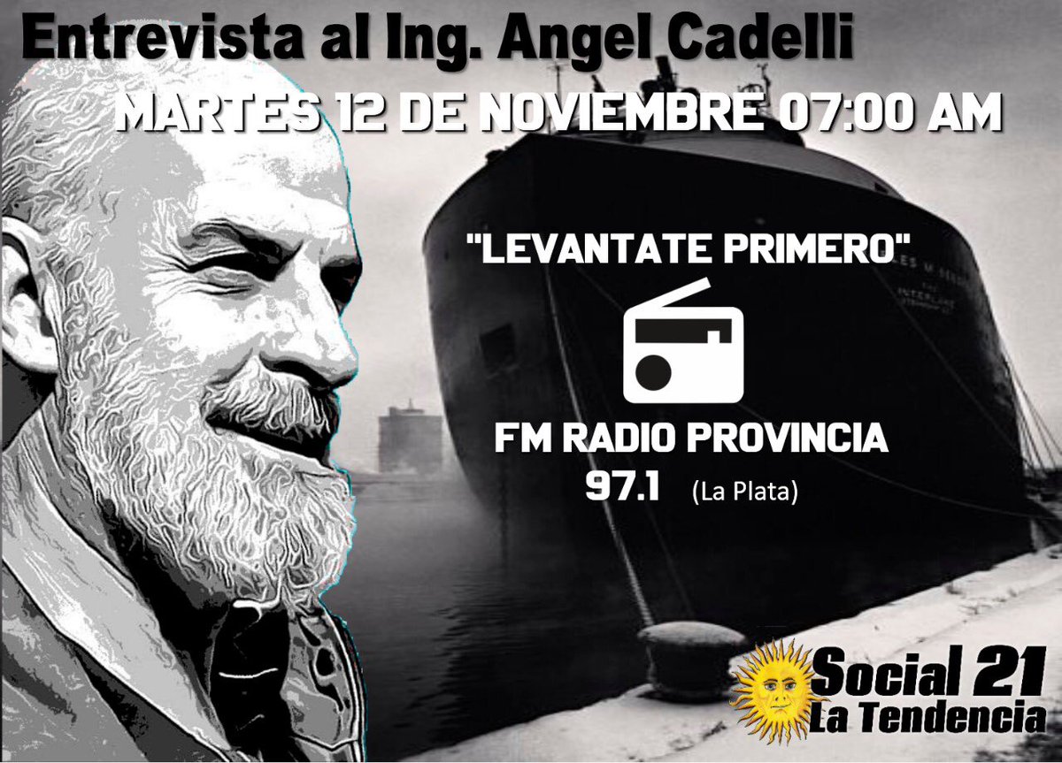 MLNPba's tweet photo. Martes 12/11 a las 07:00 AM
#CADELLI en FM Radio Provincia https://t.co/HlSEYIdddy