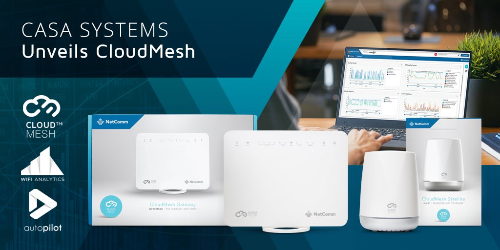 Casa_Systems's tweet image. Introducing NetComm CloudMesh - a new suite of products designed to help Service Providers better manage and control the in-home WiFi network &amp;amp; deliver a better customer experience.  hubs.ly/H0lLv8l0  @NetCommWireless #CloudMesh #BetterWiFi