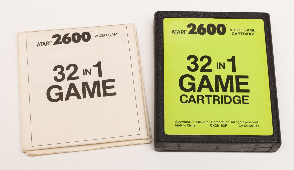 Here's what's underneath! Atari Corp just slapped a new label on top. Australia got the "7800" 32-in-1 carts as pack-ins for the Atari 7800 consoles sold in the early 1990s. The label copyright says 1988, but a trusted source says these (the 7800 carts) began shipping in 1992.