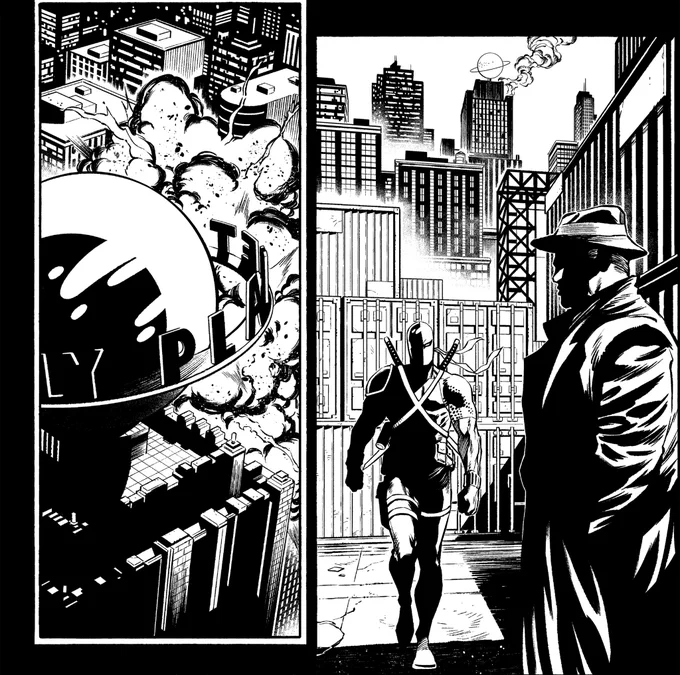 Noir Deathstroke from DC Villains Giant. My inks, @Sampere_art pencils, @TomTaylorMade's script. Now on sale! 