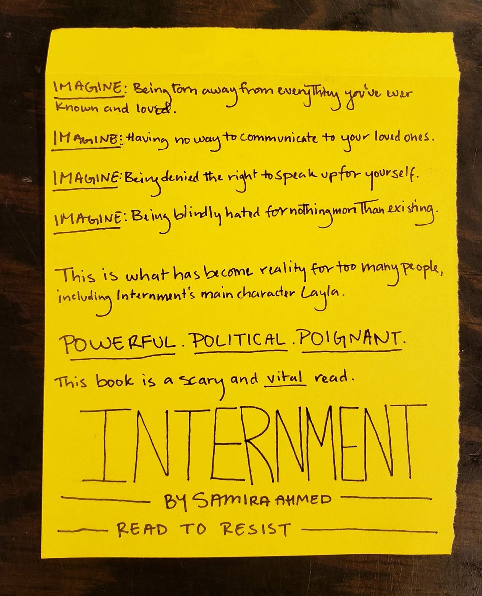 EmBKBooks's tweet photo. 📕 # 4 is Internment by @sam_aye_ahm 
Although a masterpiece of dystopia , this book is steeped in real history. 
Devastating but not w/o hope, I would recommend this to any human who wants or needs political motivation.✊
#loveyourbookstore #readtoresist #staffpicks  #bookseller https://t.co/WkOAnsn2uX