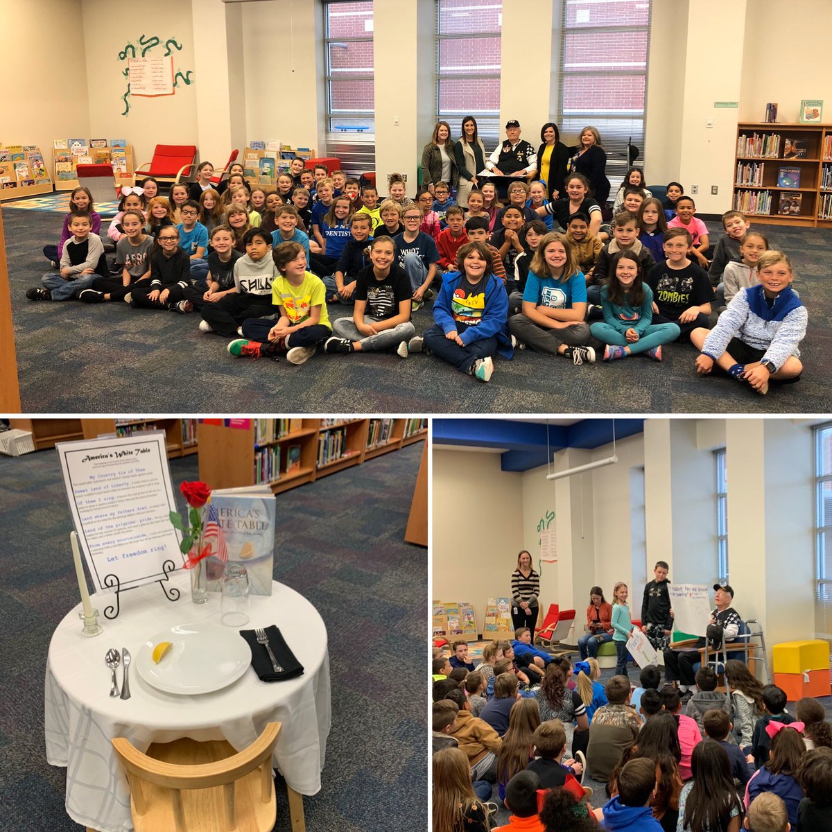 mrsbrittsclass's tweet photo. Happy Veteran’s Day. We had a special treat today and had the honor of having Papa Gene read to us in the library today. #bestatYES https://t.co/GwNoAbKqzK