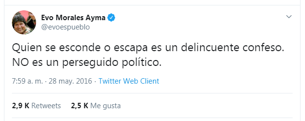 <a href="/evoespueblo/">Evo Morales Ayma</a> Oye, el Evo del pasado te manda este mensaje: