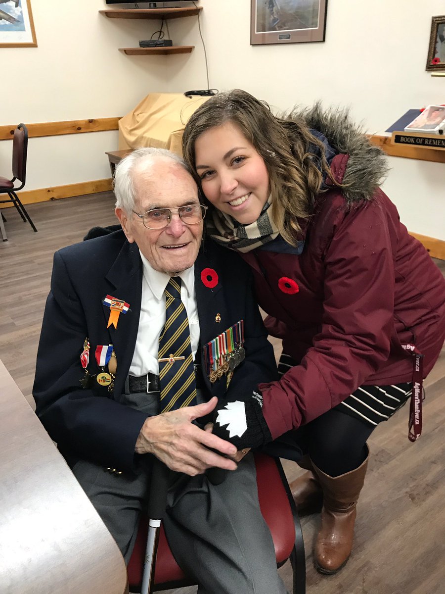 5erichards's tweet photo. Proud Great Granddaughter moment today, Papa asked me to march in the Legion parade for the service today in Owen Sound. At 105 he can no longer march to the cenotaph but still comes to the service each year. Despite the cold, damp day today was no different. #ThankYouVeterans 🌹 https://t.co/wFv9uCAzaH
