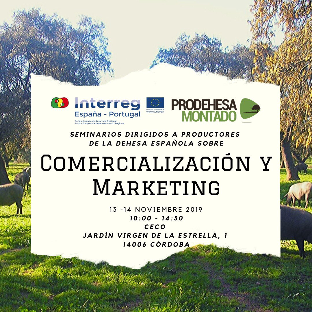 Aún tenemos plazas disponibles. 

📢Seminarios #marketing y #comercialización 

📍#Córdoba 
📆 13-14 noviembre 
🕔 10:00 a 14:30

🔴No te pierdas esta oportunidad ‼️

Inscripciones ✏️ dehesamontadoea2019.es