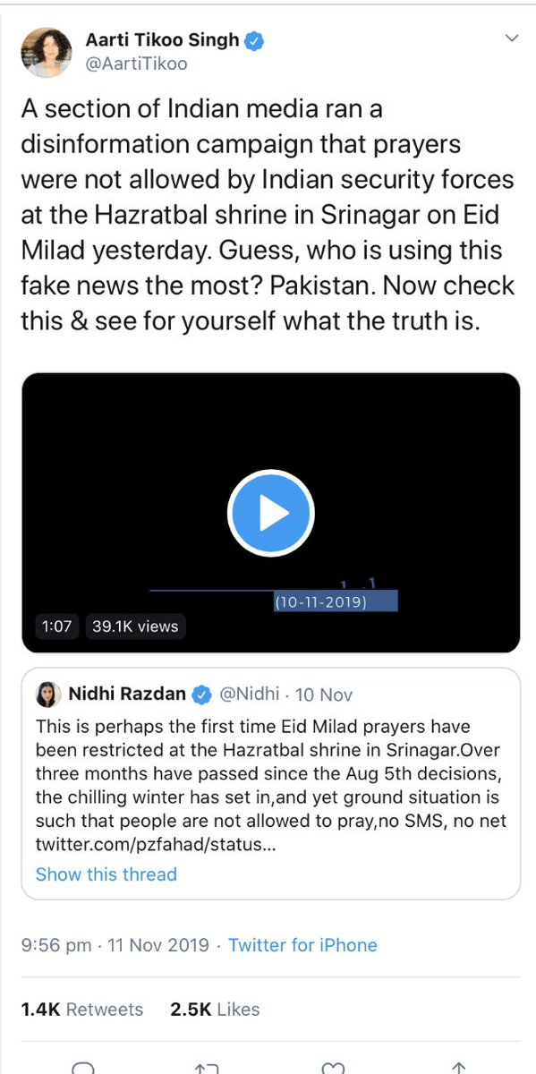 12n Now watch this video where  @LyallGrant claims “500,000” troops  https://twitter.com/MariamMumtaz/status/1192782586441023490?s=20 Which Nidhi didnt challenge. Clearly the “RW rag” got its facts  https://www.opindia.com/2019/08/half-a-million-or-1-million-while-media-peddles-fantastical-claims-here-are-the-actual-number-of-troops-deployed-in-jammu-and-kashmir/ better than an NDTV alleged journalist caught peddling pak sponsored fake news yesterday
