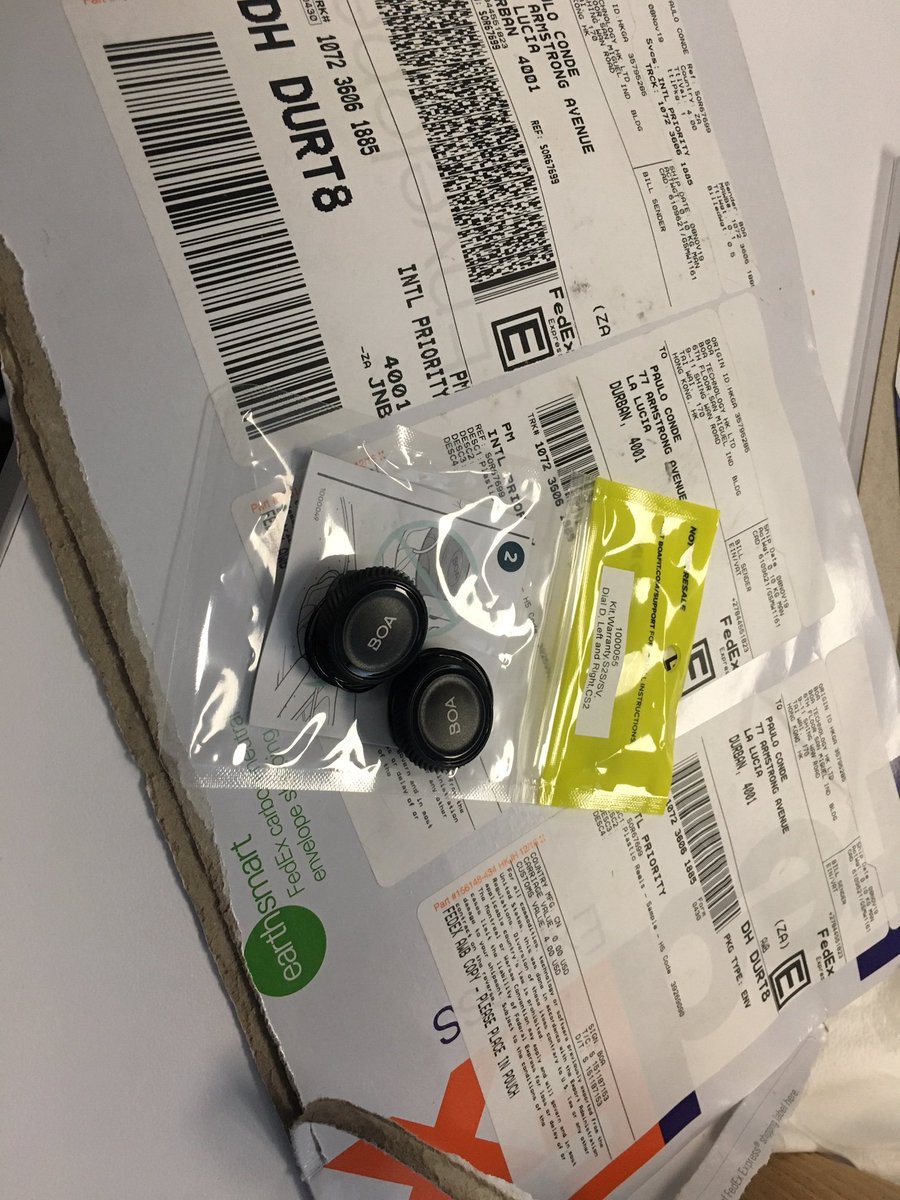 Unbelievable customer service from @BoaFitSystem - warranty replacement dials arrived within 1 week, no questions asked! That, my friends, is how you build a brand.