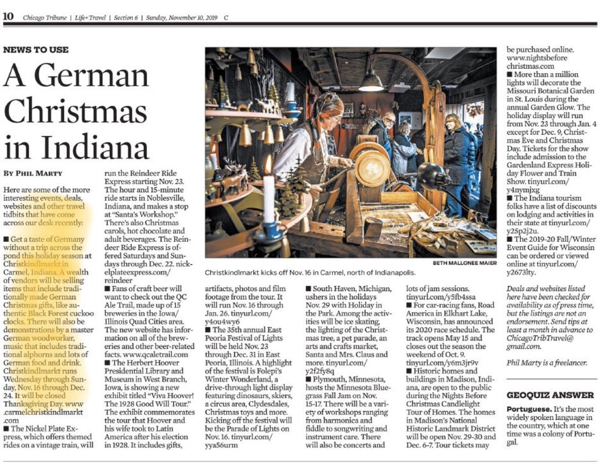 megindy1's tweet photo. @CarmelChristkin made the @chicagotribune this weekend!  Opens November 16 at Noon! #ExperienceCarmel #DestinationCarmel @AroundIndy @WonderWomanAmyP @DanMcFeely @JeffWorrell @SueFinkam @adamaasen @nsjheck @BradOz @jimbrainard @CarmelBruce  @carmelartdesign @arnoldkayla7 https://t.co/xxcF8SmQEy
