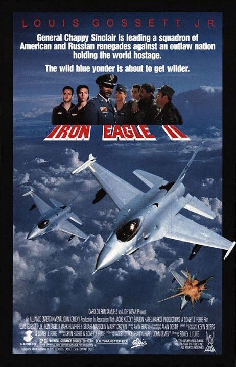 FilmNewsNos's tweet photo. 🎬MOVIE HISTORY: 31 years ago today, November 11, 1988, the movie ‘Iron Eagle II’ opened in theaters!
#LouisGossettJr #MarkHumphrey #StuartMargolin #AlanScarfe #SharonBrandon #MauryChaykin #ColmFeore #ClarkJohnson #JasonBlicker #JesseCollins #MarkIvanir #UriGavriel #NeilMunro https://t.co/hptF7bPBVI