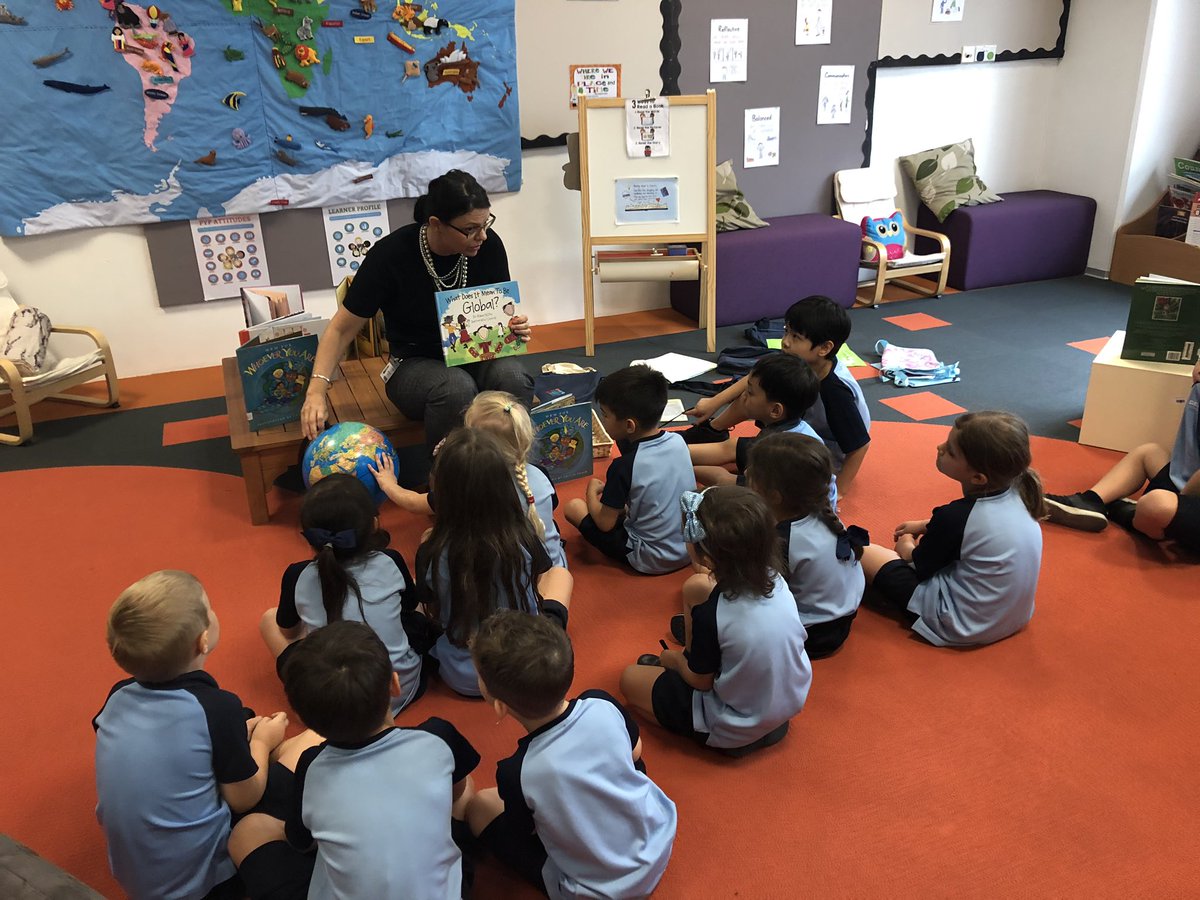 Celebrating Language and Culture Week @GEMS_Singapore our wonderful library teacher <a href="/kmelski/">Karen Melski</a> read ‘What does it mean to be global?’, discussing different languages, celebrations, food and more #EYPYGEMS #GEMSreads #globalcitizen <a href="/ibpyp/">IB PYP</a>