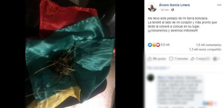grupoeldeber's tweet photo. García Linera también se va del país: 'Me llevo este pedazo de tierra boliviana'. Ver nota: https://t.co/Dn1mY9YR8M https://t.co/9dvRfuh5jd