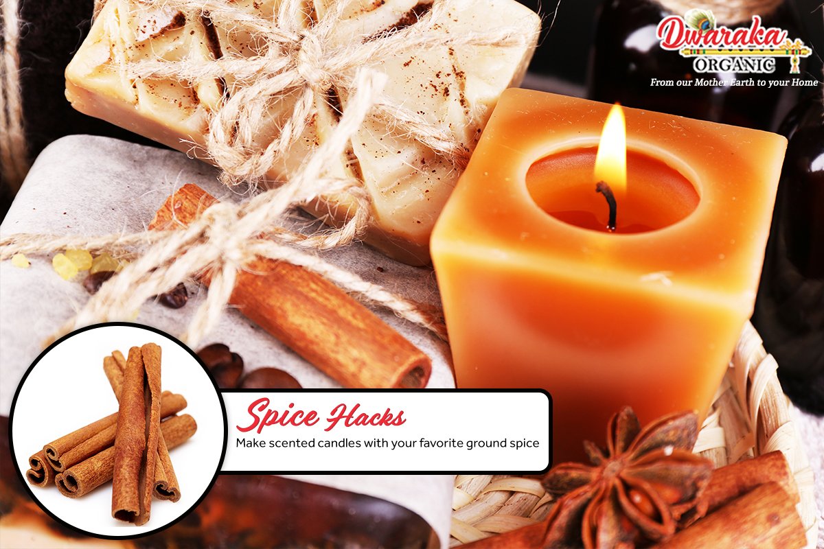 DwarakaO's tweet image. What’s fall without some homemade scented candles? Make DIY candles with #spices from #DwarakaOrganic. #SpiceHacks