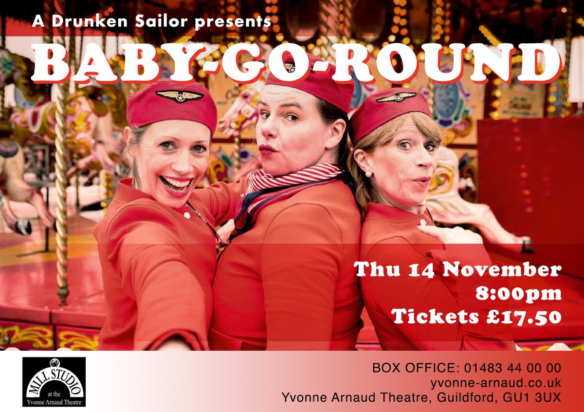 ADSPlayback's tweet photo. Two more sleeps until baby-go-round takes flight at Guildford @YvonneArnaud!  For discounted £10 airfares, please use the special code 'FLIGHT when booking! https://t.co/Cuzm9T0uYj #theatre #parenting #fertility #motherhood #comedy #rollercoaster https://t.co/lKJnj8M6BK