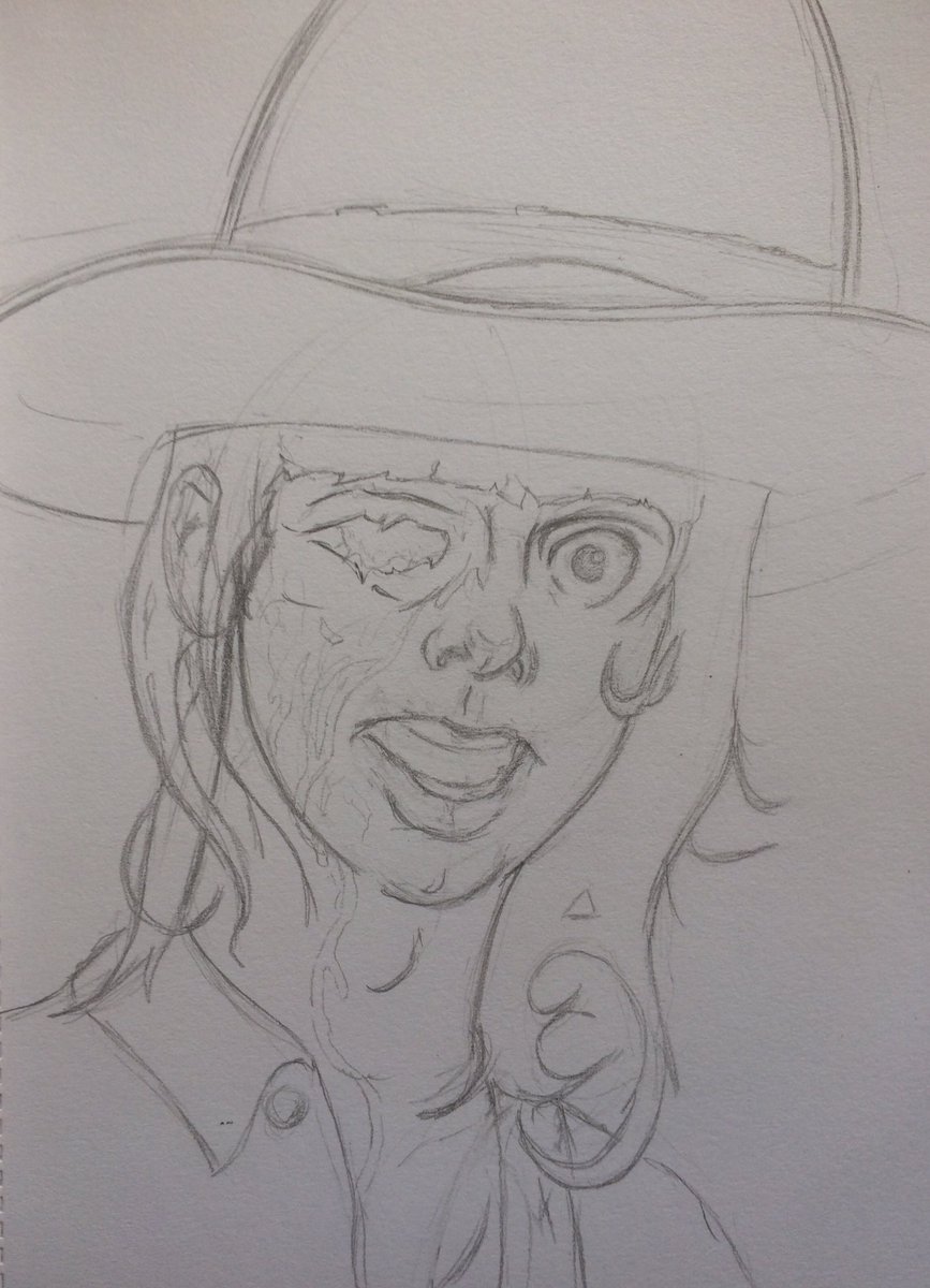 doodlesbydave's tweet photo. Here’s a wip of Carl from The Walking Dead with a expression as if to say ‘where’s my bloody eye gone?’ #TheWalkingDeadUK #TheWalkingDead #TWD #art #sketchbook #Pencildrawing https://t.co/OLa3uoJOnT