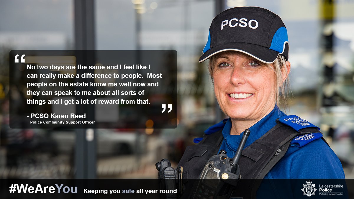 leicspolice's tweet image. Have you ever thought about being a PCSO? We’re recruiting now! We're looking for people who want to have a vital and unique role in keeping their communities safe. Whether it’s a change of career or simply to find out more, visit bit.ly/2kv2rPv #MakeADifference