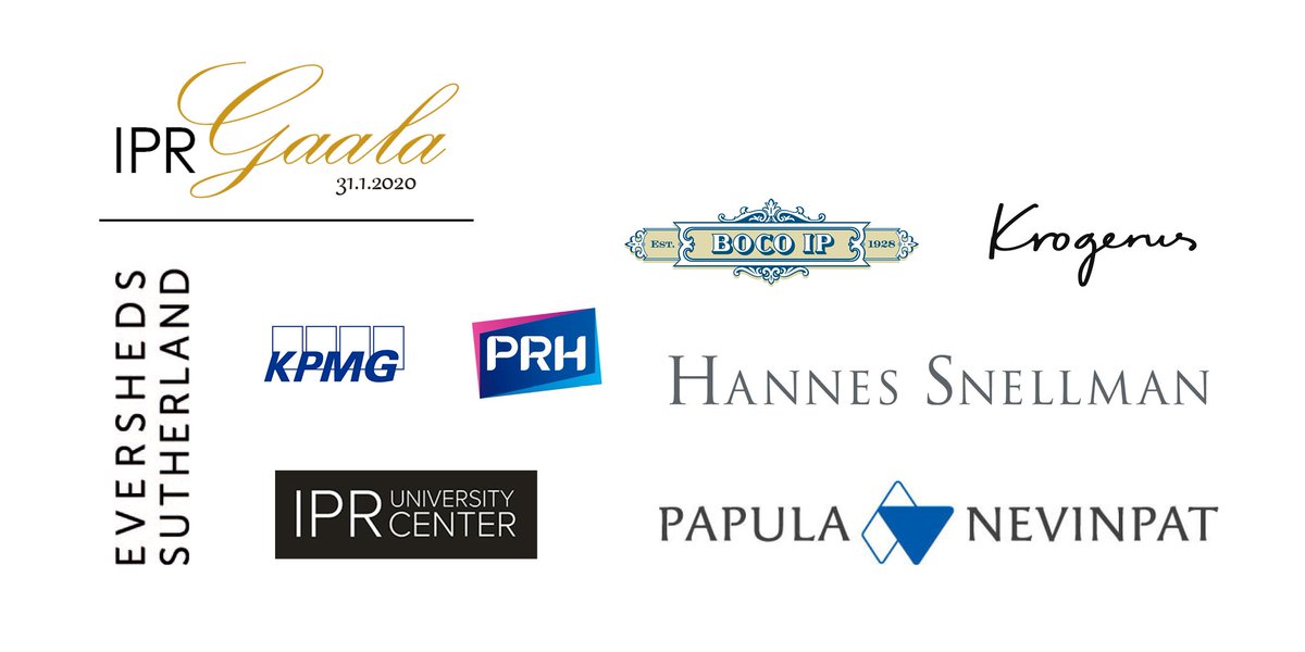 IPR Gaalan tukijajoukko kasvaa. Huikeat juhlat taas tulossa! ipruc.fi/koulutus-tapah… 
<a href="/bocoip/">Boco IP</a> <a href="/prh_fi/">PRH</a> <a href="/Hannes_Snellman/">Hannes Snellman</a> <a href="/KrogerusFinland/">Krogerus</a> @ESlaw_FIN <a href="/PapulaNevinpat/">Papula-Nevinpat</a> <a href="/KPMGFinland/">KPMG Finland</a>