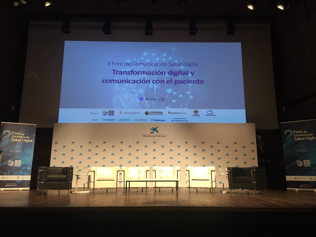 BERBEScom's tweet photo. Hoy estamos en el II #ForoOCSD de Comunicacion Salud Digital. Transformación digital y comunicación con el paciente. Organiza #OCSD @NovartisSpain @OximesaNG @quironsalud @Cofares #RealLifeData con apoyo de @Consalud_es @ECSalud_com @SaluDigital_es @GrupoMediforum en @CaixaForum https://t.co/dZnPyeDkqP