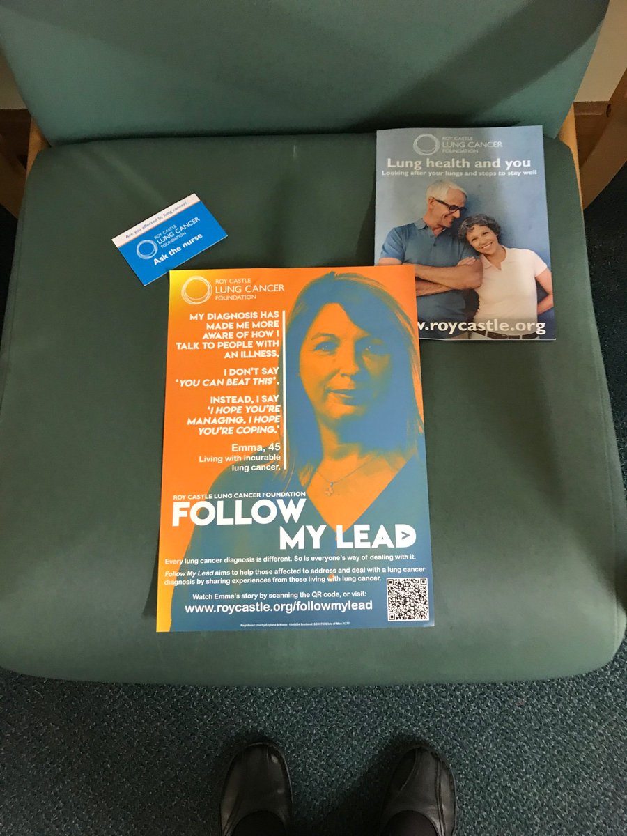 Getting ready to put up a display in outpatient clinic for lung cancer awareness month